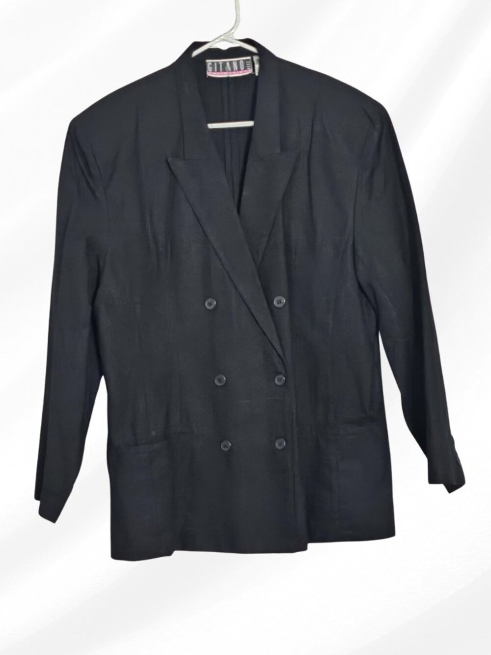 2/$20 Gitano Collections Black Blazer Womens Size 14 Shoulder Pads Flawed